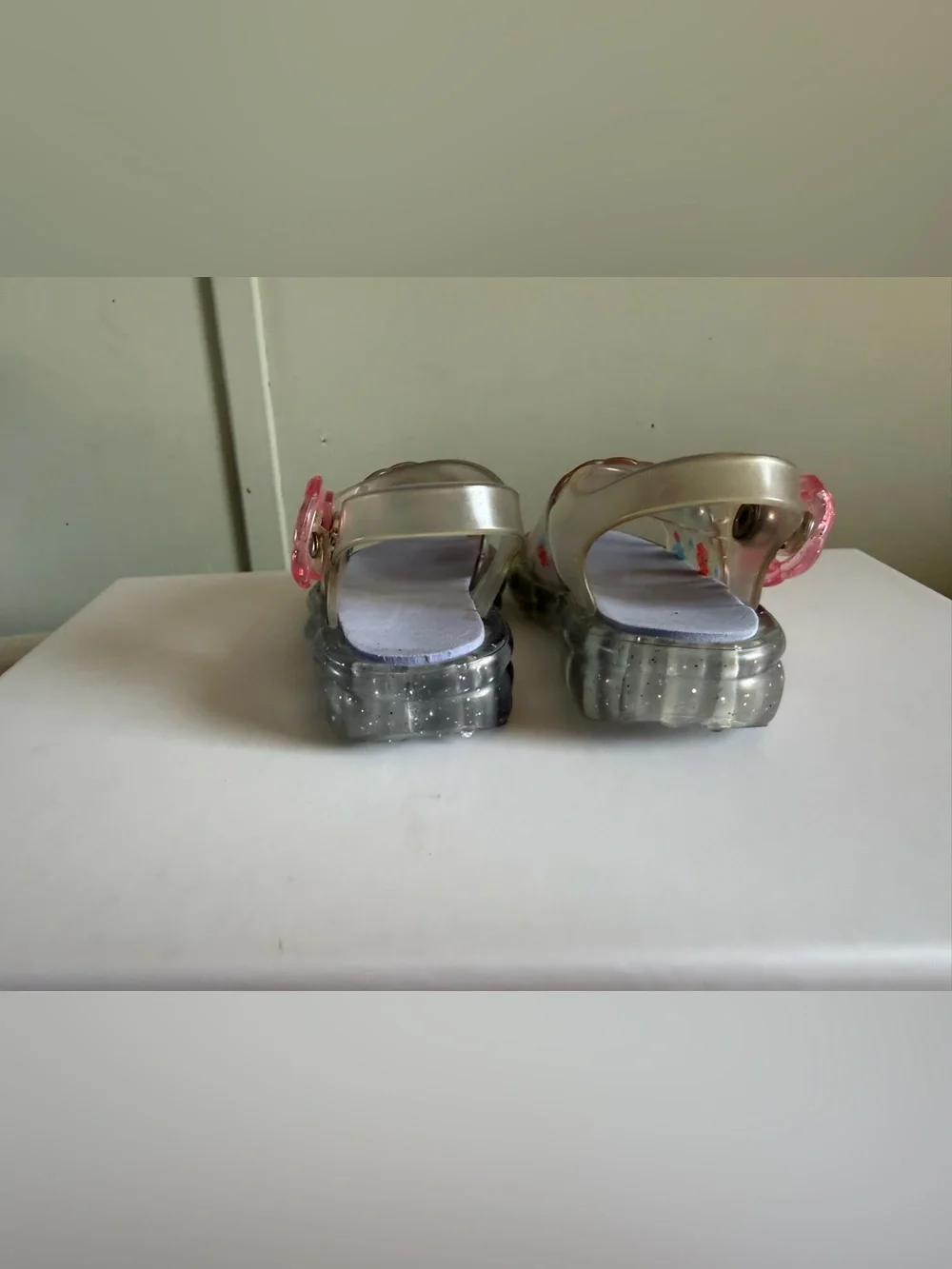 Kids Clear Floral Jelly Sandals in Pink and Purple